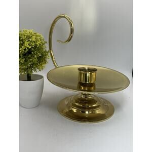 Vintage Baldwin Brass Chamber Candle Holder Large Forge Curved Handle USA